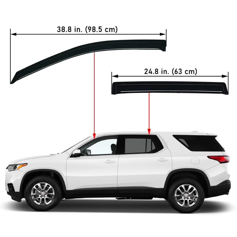 Lightronic Extra Durable Outside-Mount Auto Vent Window Visor, Fits 2018-2023 Chevrolet Traverse, UV Protection Rain Guard, Original Wind Deflector, No-Drill Easy Install, Dark Smoke, 4-Pcs - Image 2